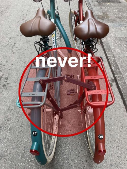 Cómo aparcar correctamente  las  bicicletas y scooters alquilados